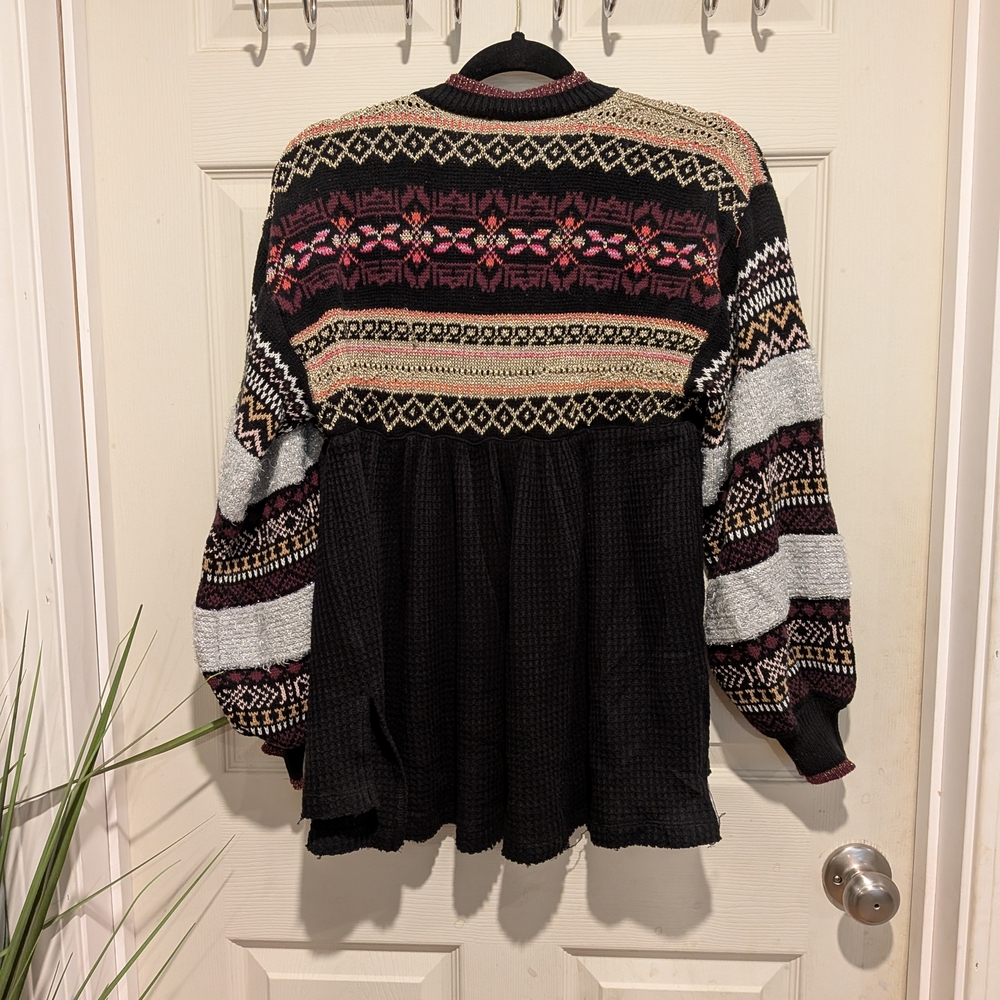 Free People Black and Gold Knit Cardigan - Picture 6 of 9